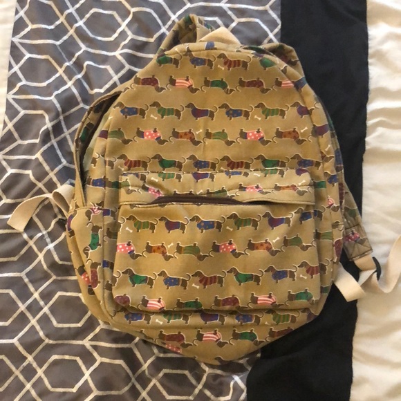 dachshund print backpack